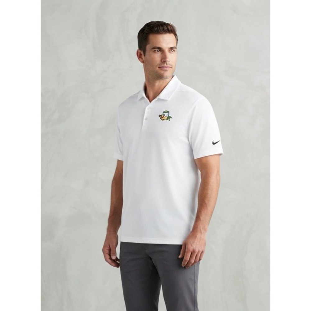 Nike Oregon Ducks Dri-FIT White Short Sleeve Golf Polo Shirt XL
